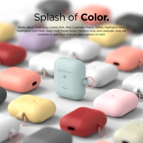 Vista 9 de elago Funda de silicona con llavero para AirPods 2 Menta suave