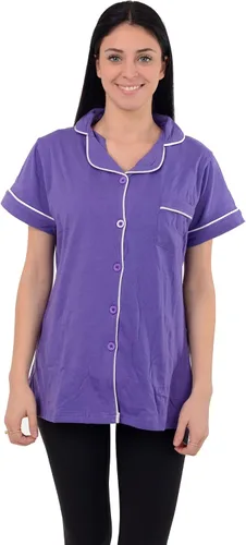 Vista 4 de USBD Camisa de recuperación de cirugía posterior a la mastectomía, cuello de solapa con bolsillos de drenaje