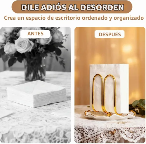 Vista 6 de Servilletero Moderno de Pie para Mesa, Servilleteros de Cerámica Dorados para Navidad, Servilleteros de Papel, Dispensador de Servilletas de Navidad