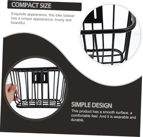 Vista 6 de Cesta de hierro para bicicleta, cesta delantera de bicicleta, contenedor de bicicleta, accesorios para bicicleta de montaña, cesta para manillar