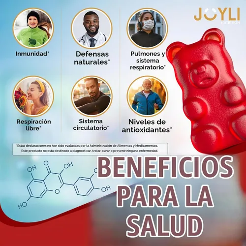 Vista 2 de JOYLI - Gomitas de quercetina – Quercetina con bromelina zinc vitamina C y vitamina D3 – Suplemento de quercetina de 500 mg para el sistema