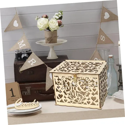 Vista 9 de LIFKOME 2pcs Box Wedding Envelope Holder De Wedding Money Holder Adult Piggy Bank Decorative Container Money Saving Bank Piggy Bank for Adults