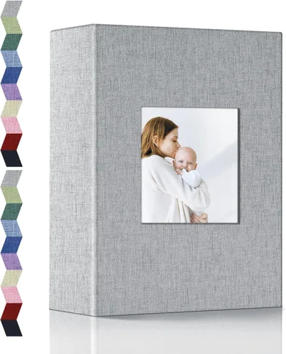 Vista 29 de popotop - Álbum de fotos 4x6 con 100 fotos, libros de fotos con 100 bolsillos verticales, cubierta de lino, álbumes para fotos familiares, de boda