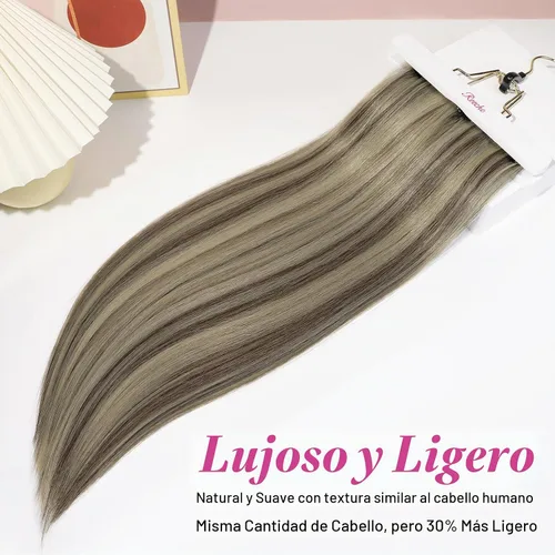 Vista 3 de REECHO Extensiones de cabello, 11 piezas de extensiones de cabello con clip de 24 pulgadas de largo, lacio, HE005, extensiones sintéticas naturales