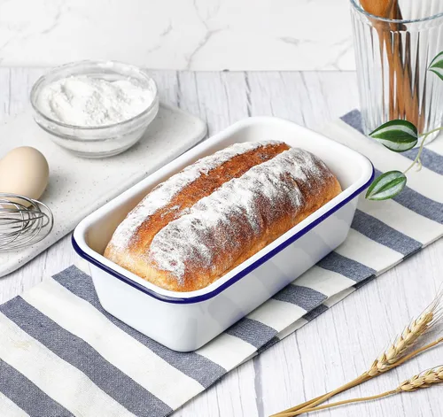 Vista 2 de Webake Sartén esmaltada de 8.5 x 4.5 pulgadas para pan de plátano para hornear, distribución uniforme del calor, sartén antiadherente para pastel