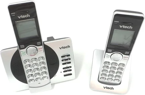 Vista 5 de VTech CS6929-2 Teléfono inalámbrico con sistema de contestadora e identificador de llamadas, plateado/negro con 2 teléfonos DECT 6.0 ampliable