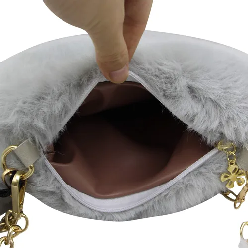 Vista 3 de Bolso de mano con forma de corazón de piel sintética para mujer y niña, con correa de cadena de metal
