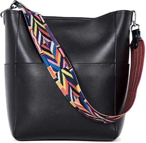 Vista 28 de BROMEN Bolsa Hobo para mujer, diseñada con cuero vegano, de hombro, bandolera