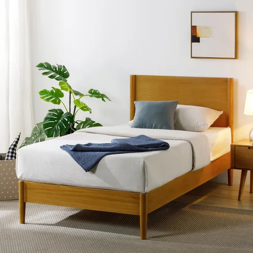 Vista 12 de Zinus Allen - Marco de cama de madera de mediados de siglo, tamaño Espresso