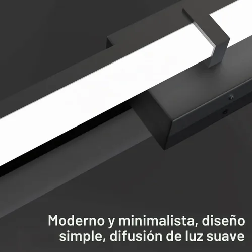 Vista 3 de Tipace Lámparas de baño negras de 24 pulgadas, luces LED modernas sobre espejo (luz blanca, 6000 K)