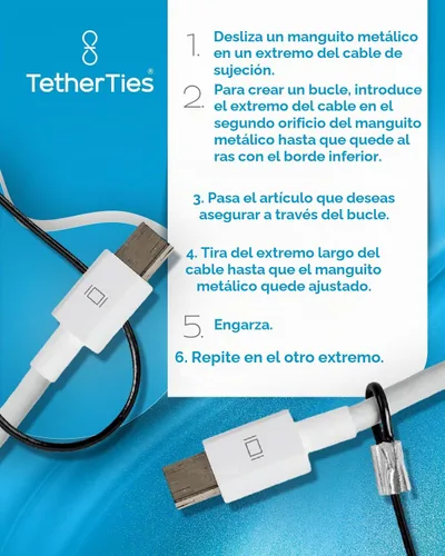 Vista 5 de Organización de cables, kit de correas de bricolaje – Correas de cable personalizables para computadoras, adaptadores y dongles – Cables de amarre