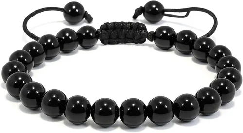 Vista 16 de Adjustable Crystal Bracelet – Gemstone Bead Bracelet with Adjustable Macrame String – Chic Gemstone Bracelet for Men and Women – 8mm Round Healing