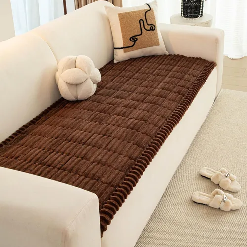 Vista 17 de vctops - Funda de sofá a rayas súper suave de corduroy, funda seccional para sofá, funda lavable antideslizante para sofá, protector de muebles