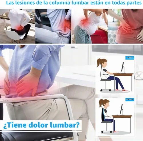 Vista 2 de Almohada de apoyo lumbar, soporte de espalda de espuma viscoelástica para silla de oficina, silla de computadora, asiento de coche, sillón