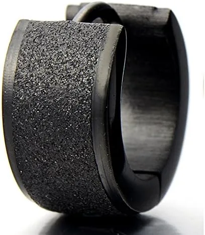 Vista 2 de Par de pendientes de aro Huggie con bisagras unisex para hombres y mujeres, acabado satinado.