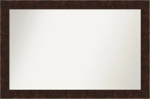 Vista 229 de Amanti Art Espejo de baño de bronce para sobre fregadero, 24 x 24 pulgadas, espejo de tocador cuadrado estrecho de bronce Manhattan, marco de madera