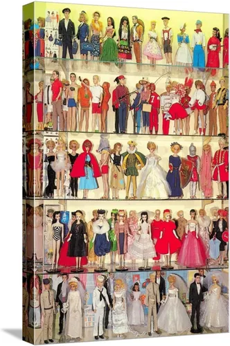 Vista 13 de ART Impresión artística de pared Barbie Doll Collection, retro sobre marco negro, 17 x 23 pulgadas