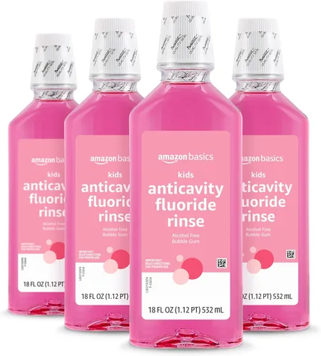 Vista 8 de Amazon Basics - Enjuague bucal para niños con flúor, anticaries, sin alcohol, sabor a goma de mascar, 18 fl oz (paquete de 1)