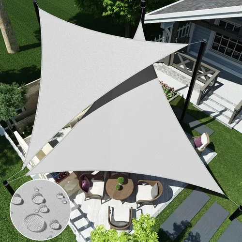 Vista 10 de ECOOPTS Toldo impermeable triangular, bloqueo UV, para patio, pérgola, jardín (5 x 5 x 5 pies, beige)