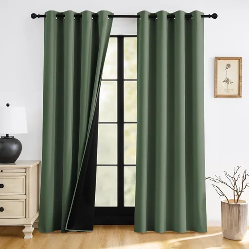 Vista 25 de RYB HOME Cortinas 100% opacas de 63 pulgadas de largo, cortinas de ventana de eficiencia energética y reducción de ruido para dormitorio, sala