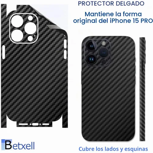 Vista 2 de 15 PRO Skin Wrap 3M Película protectora para lados y espalda compatible con iPhone 15 Pro
