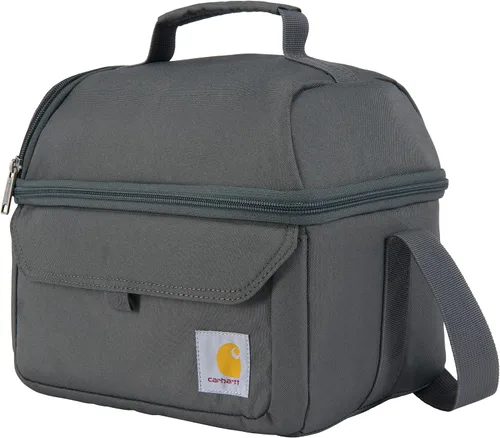 Vista 5 de Carhartt Lonchera con dos compartimentos para 12 latas, duradera, totalmente aislada, para mujeres y hombres, lonchera grande (negro)