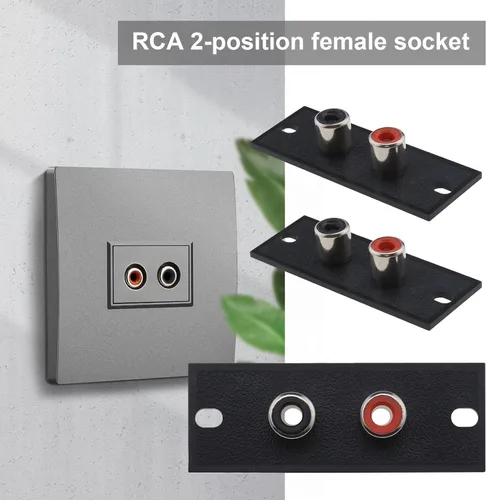 Vista 2 de 4 unids RCA conector 2 vías RCA terminal panel de pared placa entrada Phono chasis socket AV conector audio hogar accesorios