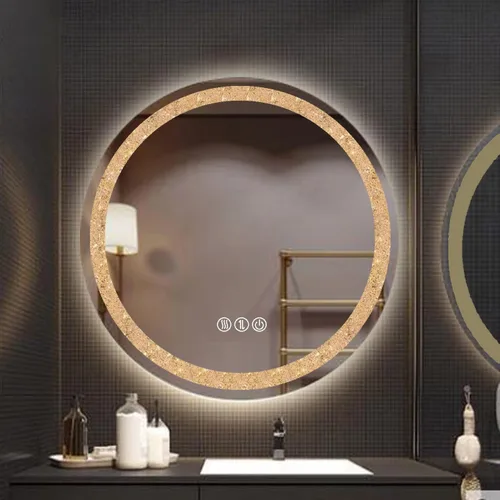 Vista 8 de Espejo de baño de cristal LED ovalado de 20 x 30 pulgadas, espejo LED inteligente para baño, espejo de tocador iluminado con luz de 3