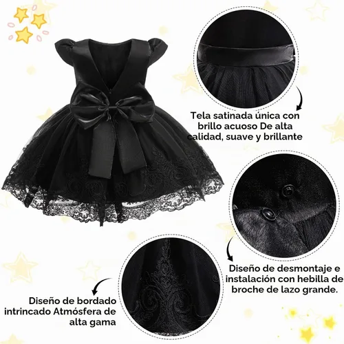 Vista 7 de keaiyouhuo - Vestidos para bebés niñas de 3M-3T; para desfile, boda, de flores, vestido formal de dama de honor, vestido de encaje bordado + diadema