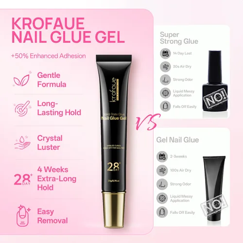 Vista 6 de Krofaue Gel de pegamento de uñas UV, 2 x 0.71 oz de pegamento de uñas de 00-2 piezas de pegamento de uñas sólido 2