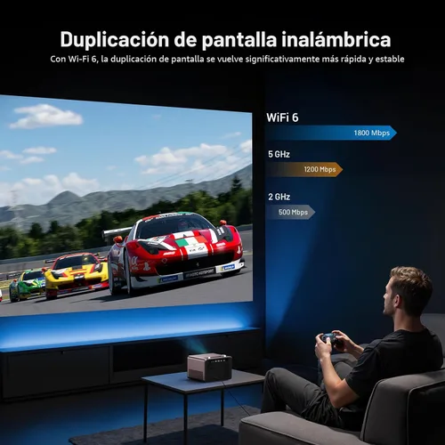 Vista 8 de HAPPRUN - Proyector inteligente de decodificación diurna 4K con WiFi y Bluetooth
