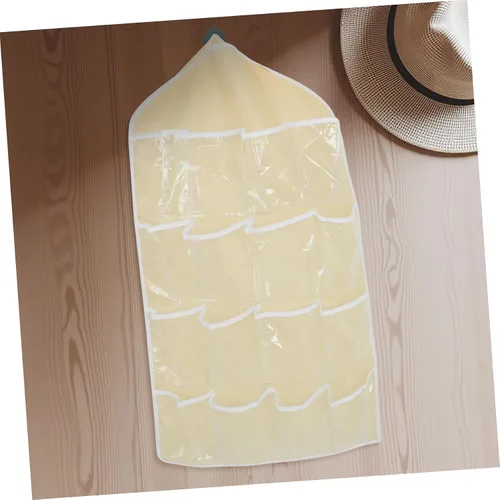 Vista 9 de UPKOCH Organizador de bolsa de almacenamiento colgante para puerta, organizador de bolsillo de pared beige para ropa interior, calcetines, joyas