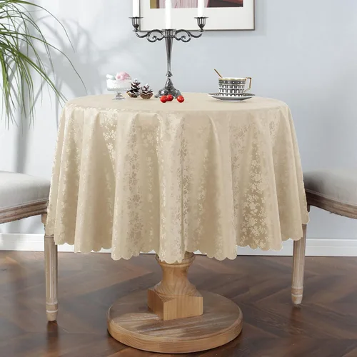 Vista 2 de Jeloris Mantel de Vinilo Impermeable, Mantel Redondo de Plástico Resistente, Cubierta de Mesa de Vinilo Limpiable a Prueba de Derrames y Aceite