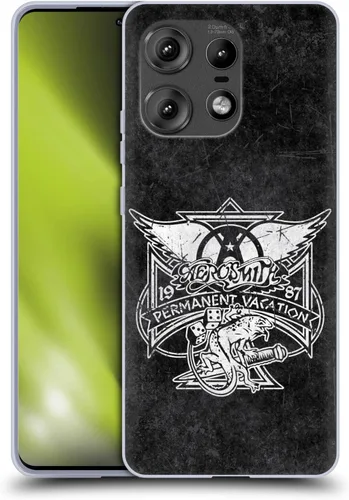 Vista 9 de Head Case Designs Officially Licensed Aerosmith 1987 Permanent Vacation Black and White Gel Case [Military Grade Protection] Compatible with Moto E7