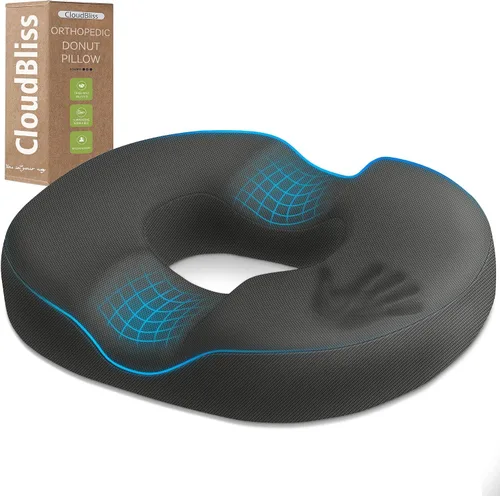 Vista 15 de Cojín de Asiento para Hemorroides en Forma de Dona Negro