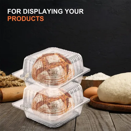 Vista 5 de 100 Piezas Recipientes de Plástico Transparente para Llevar, Recipiente Desechable Tipo Almeja para Postres con Tapa, para Ensaladas, Pasta