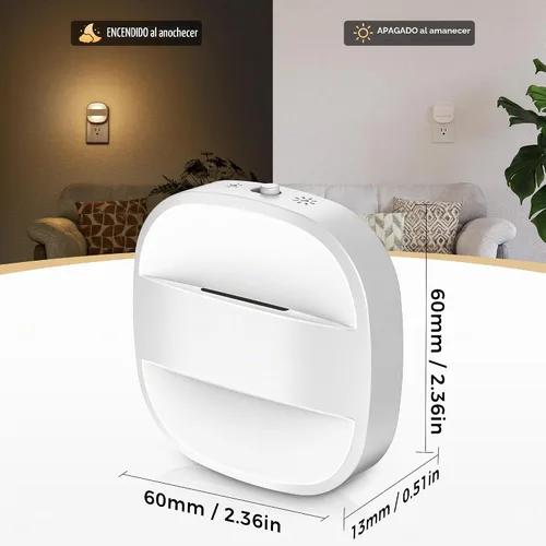 Vista 5 de DORESshop Luces nocturnas enchufables a la pared, paquete de 4 luces nocturnas plegables