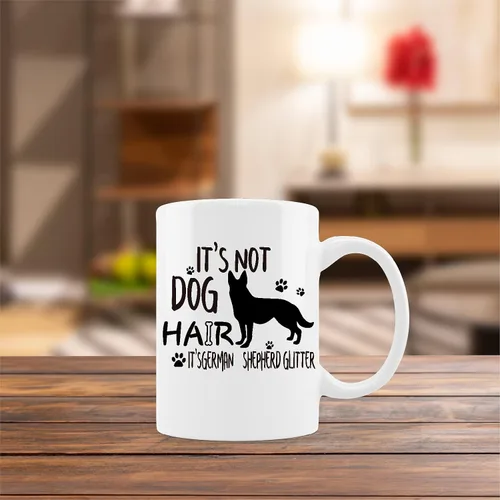 Vista 4 de kunlisa Divertida taza de pastor alemán, taza de cerámica con purpurina de pastor alemán, 11 onzas, regalos para amantes de los perros, mujeres