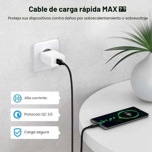 Vista 3 de Etguuds Cable USB a USB C de 3 pies, paquete de 2 unidades, cable de carga rápida de USB A a tipo C, compatible con Samsung Galaxy A17 A16 A15 A26