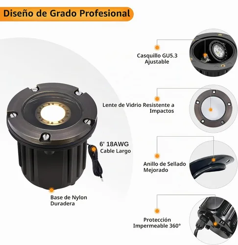 Vista 9 de Gardenreet - Luces de pozo de latón, 12 V de bajo voltaje con cable 2700 K