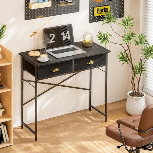 Vista 3 de DAOUTIME - Escritorio negro para escribir para dormitorio de niños, escritorio pequeño de 31.5 pulgadas para computadora para espacios pequeños