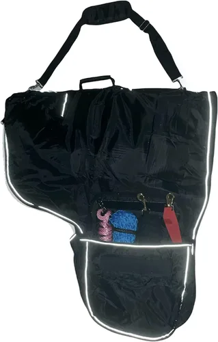 Vista 8 de Majestic Ally Nylon reflectante Western Saddle Carry Bag con bolsillos grandes- Negro