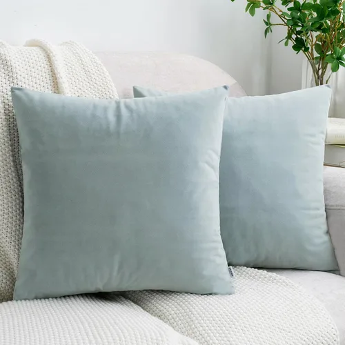 Vista 44 de HWY 50 fundas de almohada decorativas de terciopelo sólido para sofá, sala de estar., Terciopelo, gris, 20x20 pulgadas