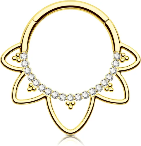 Vista 11 de OUFER Joyería para Piercing Daith, Aretes Daith de Acero Inoxidable 316L, Arete de Aro Daith con Diseño de CZ Transparente 16G, Joyería