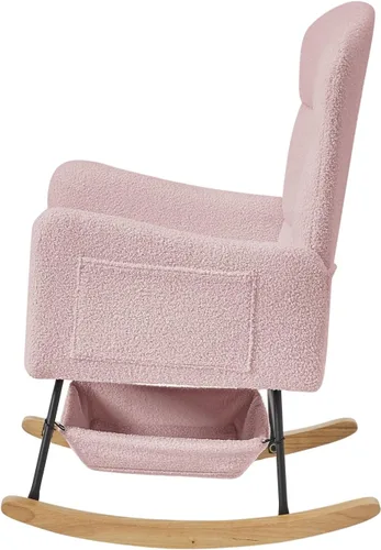 Vista 6 de oaaktu Mecedora para guardería, mecedora tapizada con respaldo alto para salas de estar, dormitorios, oficinas (22 rosa)