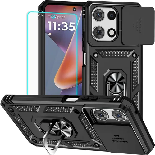 Vista 19 de Funda para Moto G 5G 2022 con protector de pantalla: resistente, soporte giratorio de grado militar 360, funda protectora a prueba de golpes