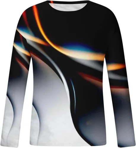 Vista 4 de Men's 3D Printed Graphic Sweatshirts Slim Fit Novelty Pullover Comfy Long Sleeve Blouse Striped Aesthetic Shirts