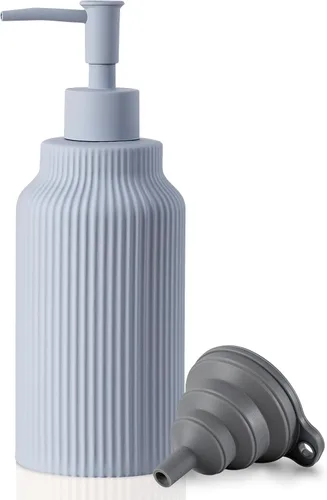 Vista 7 de Dispensador de jabón de cerámica moderno para baño, dispensador de loción de manos de cerámica suave al tacto de 14 onzas con bomba, dispensador
