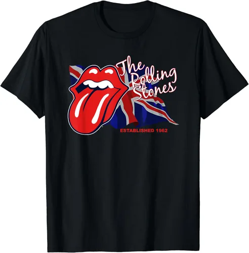 Vista 2 de Camiseta The Rolling Stones UK Flag, Negro