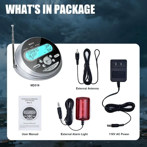 Vista 11 de NOAA Weather Radio-S.A.M.E. Programación localizada, radio de alerta meteorológica con más de 80 alertas de emergencia, reloj despertador, radio